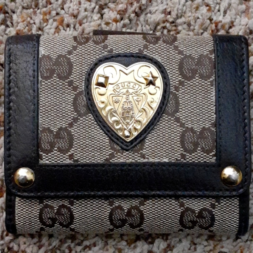 Guc! Gucci Babouska Crest Bi-Fold Wallet